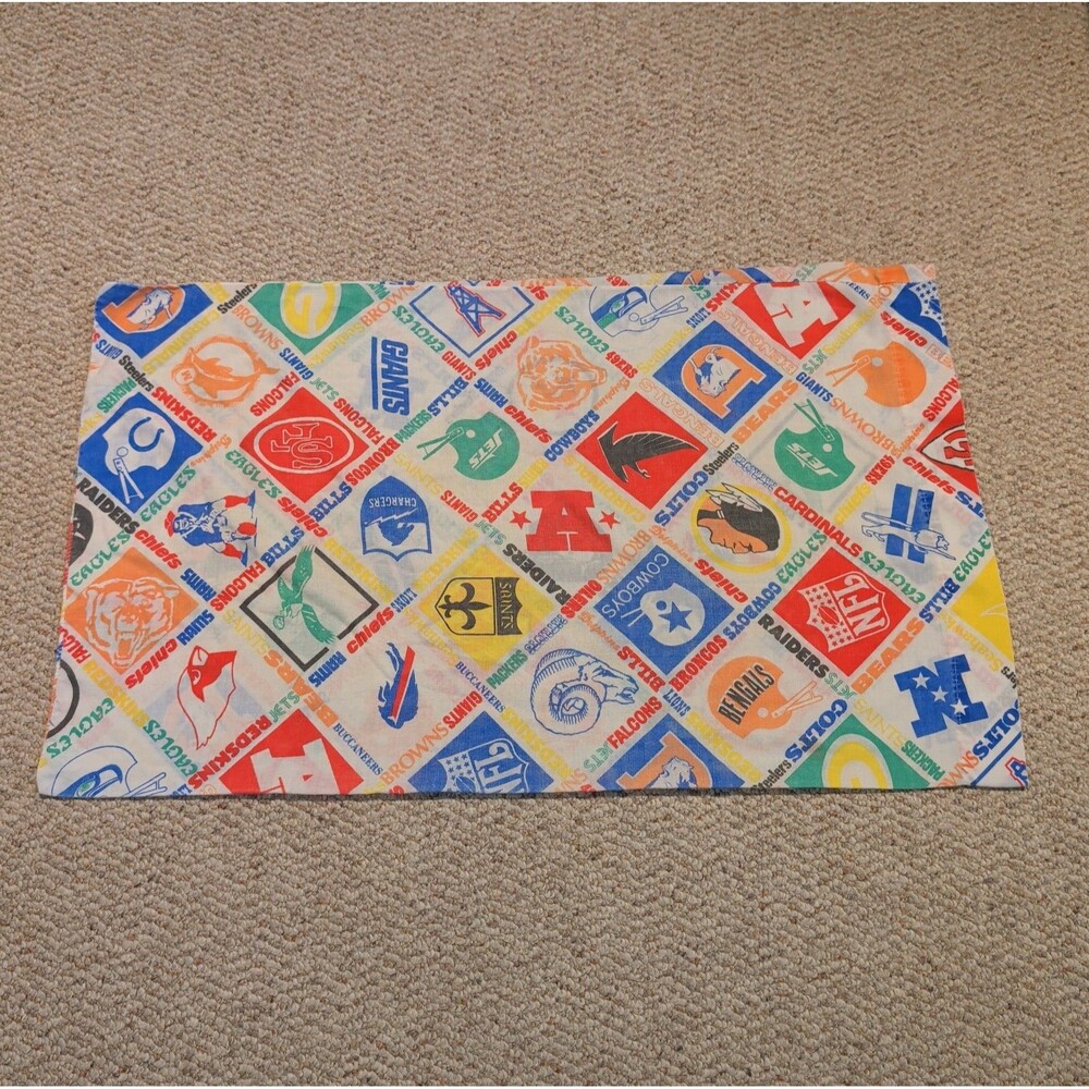 Vintage 1970s Sears NFL 50 Yard Line Perma Prest Muslin Standard Pillow Case